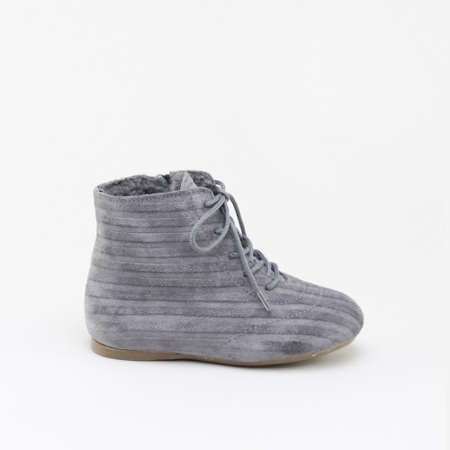 GREY LEATHER BOOTIE