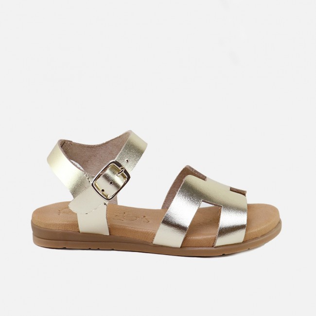 GOLD RAW LEATHER GEL SANDALS