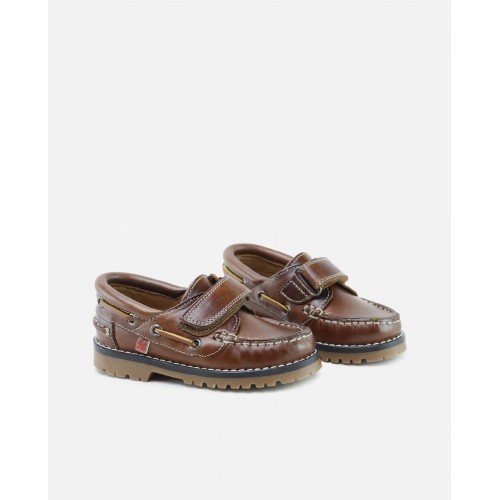 BROWN VELCRO BOAT SHOES...