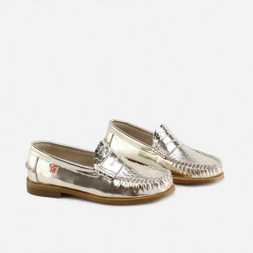 GOLD MIRROR PENNY LOAFER...
