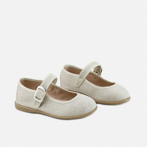 NATURAL LINEN MARY-JANES...