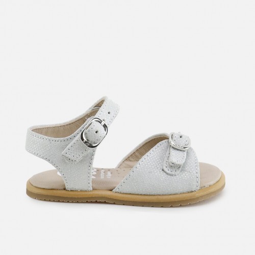 WHITE DOUBLE BUCKLE SANDALS...