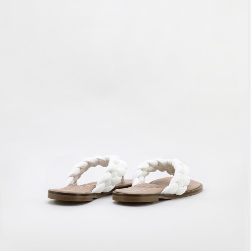 Sandalias blancas con tiras trenza para mujer y niñas