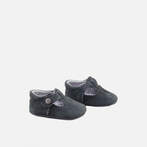 Grey suede soft baby shoe