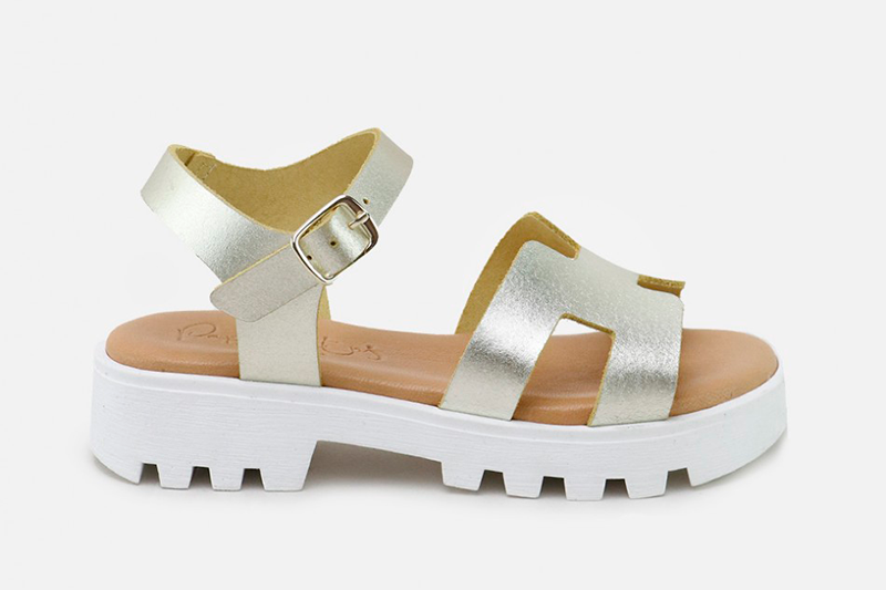 Champagne coloured sandals with platform
