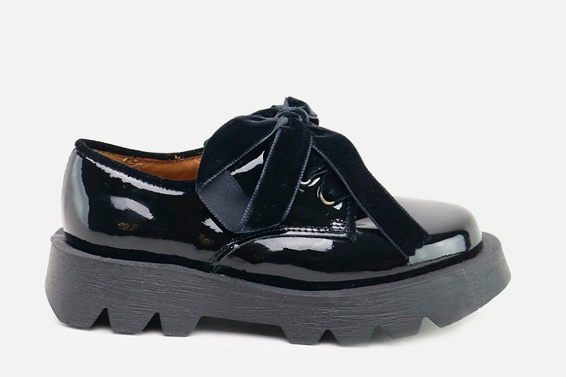 Black School Shoes: Patent Bluchers 