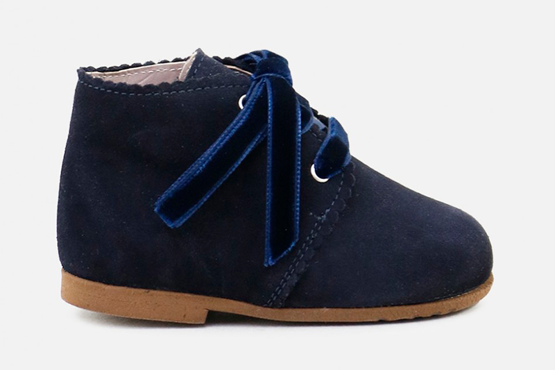 Navy suede baby boots