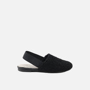 BLACK SHEEPSKIN MULES PAPANATAS