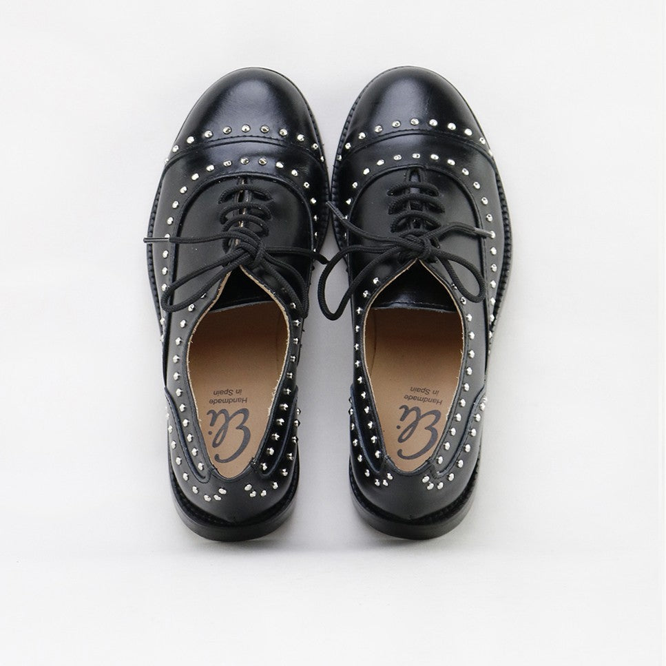 SIBARITAS BLACK STUDDED BLUCHER