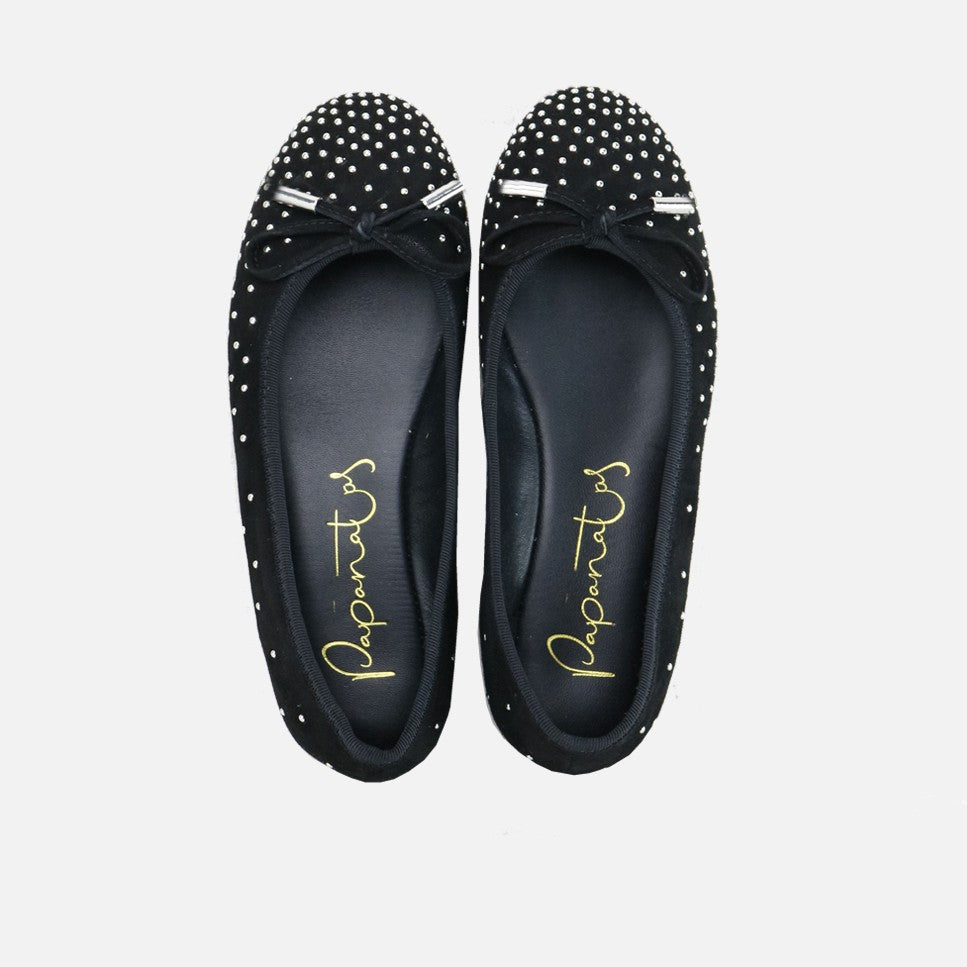 Ballerinas Glove Studs Black Suede Papanatas