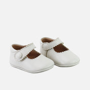 Cute Beige Scalloped Baby Mary Janes