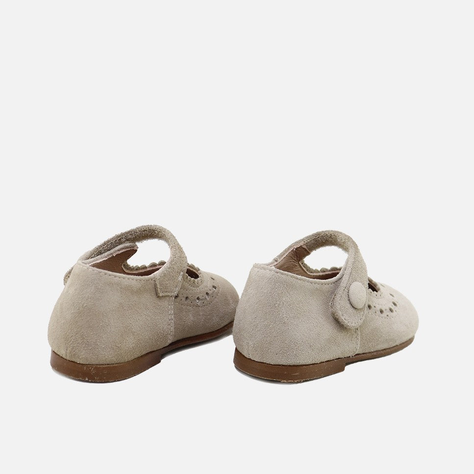 Cute Taupe Scalloped Mary Janes