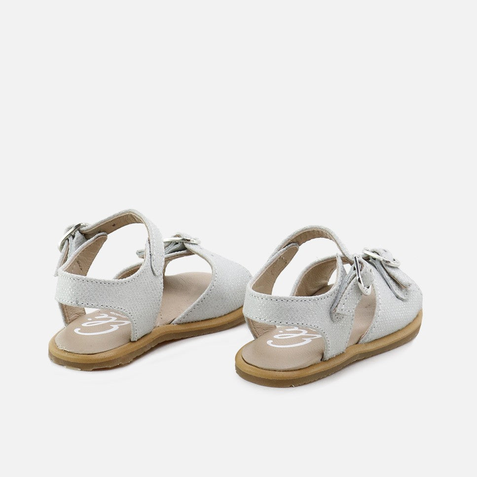 Barefoot Eli White Double Buckle Sandals