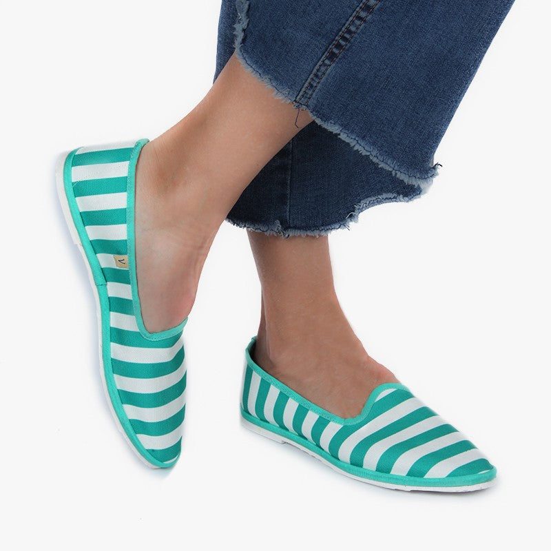 Venetian Green Striped Slipper